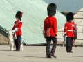 The parade commander arrives