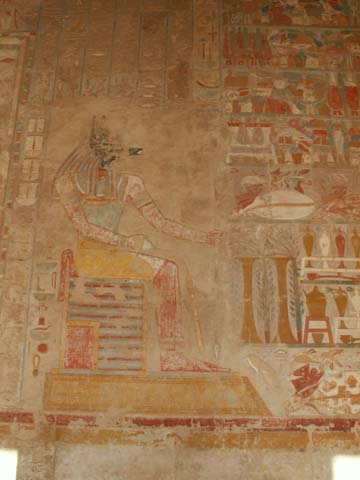 The god Anubis with offerings