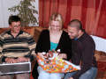 Hannah and Alex opening presents